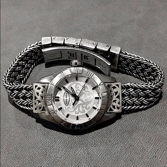 LOIS HILL White Round Face Watch Sterling Silver Bracelet & Roman Numeral Bezel - Picture 14 of 16